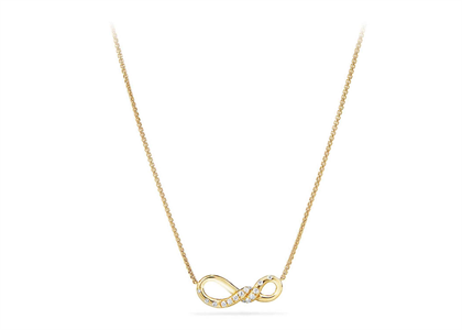 Gold Plated Twist Infinity CZ Studded Pendant